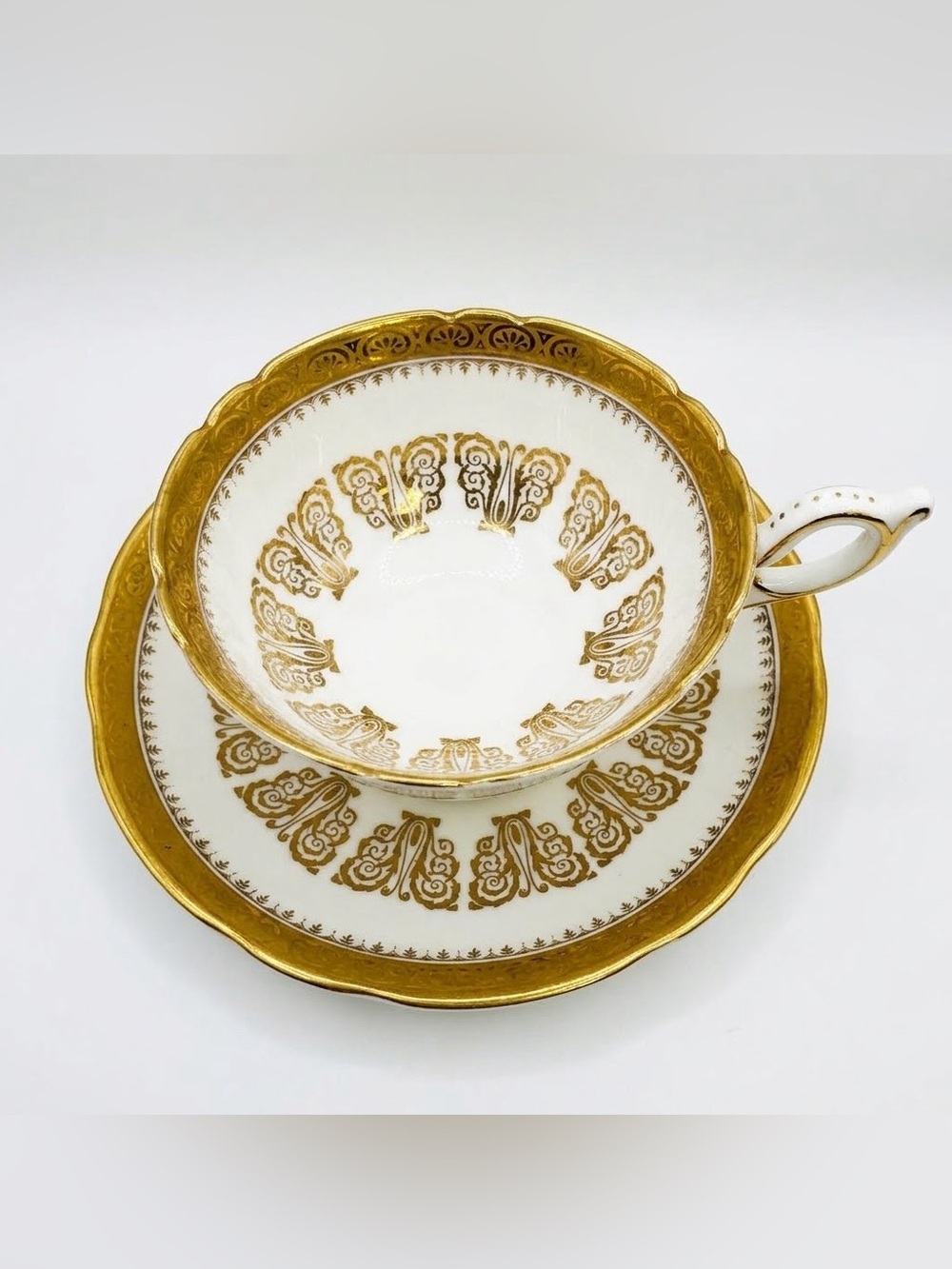 Vintage EB Foley Heavy Gold Butterfly Teacup & Saucer Set